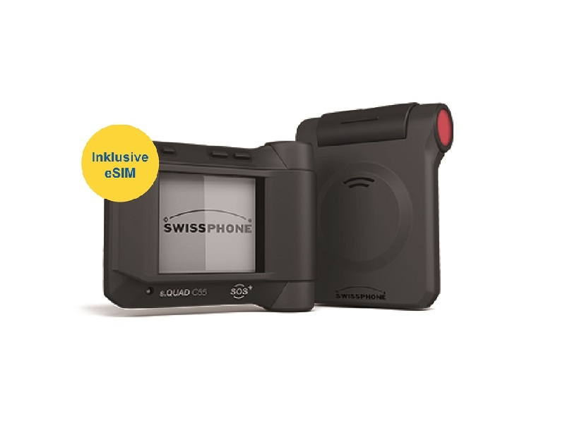 Pager Swissphone s.QUAD C55 Hybrid POCSAG+LTE inkl. GPS mit Notruftaste für Alleinarbeiter